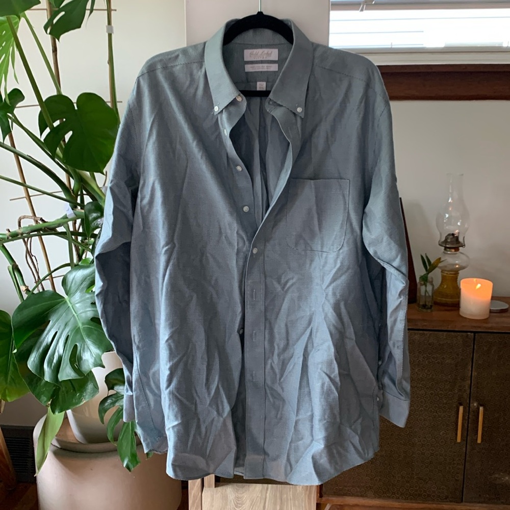 Mens Blue Button Down Dress Shirt